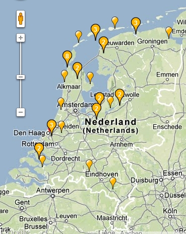 Kleine Klapekster Lanius minor: kaart locaties aanvaarde gevallen